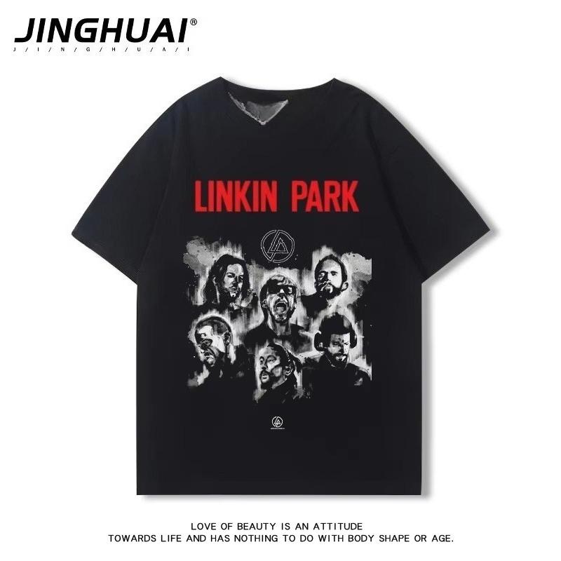Linkin Park Lincoln Park Band Peripheral Short Sleeve T-Shirt  Loose Vintage Rock Half Sleeve Clothes Large Size Summer Clothing
