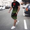 Men 2Pcs Sets Summer 3D Print Casual Gradient Suit Shirt  Shorts Streetwear Shirt Holiday Two Piece Suit