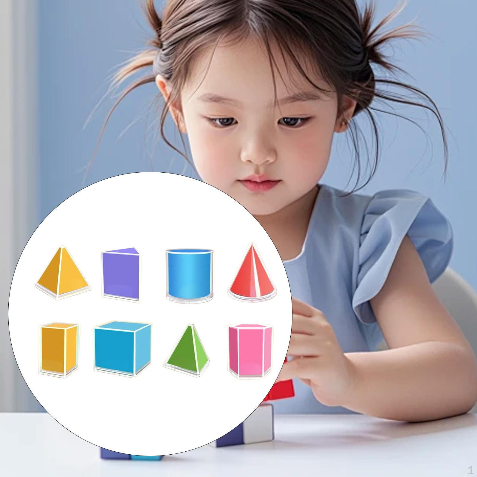 

8 Pieces Folding Geometric Shapes School Supplies Educational Toys Solids for Kids,