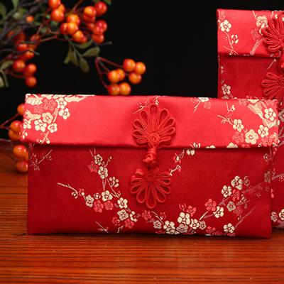 Wedding Envelope Eye-catching Delicate Texture Fabric Chinese Red Envelopes Gift Card for New Year