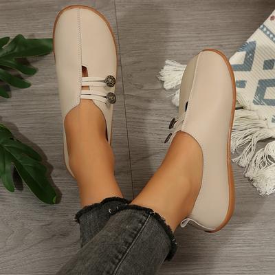Large Size Flat-bottomed Casual Single Shoes for Women's 2025 Summer New Round Head Shallow Mouth One-pedal Comfortable Single Shoes