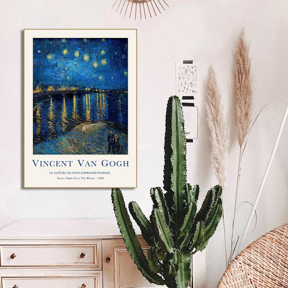 Classic Vincent Van Gogh Poster Print Cafe Night Terrace Canvas Art Paintings Sunflower Wall Art Picture for Home Wall Decor