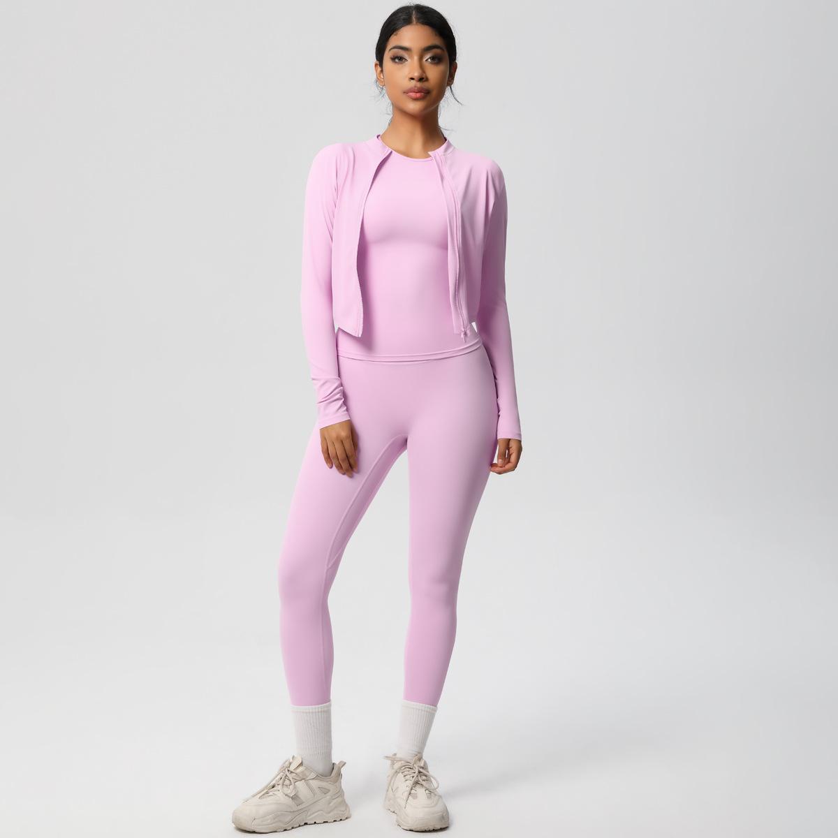 

Новая быстросохнущая нюдовая куртка с комплектом костюма для йоги с короткими рукавами для бега на открытом воздухе и занятий спортом для похудения, комплект из трех предметов для женщин XL