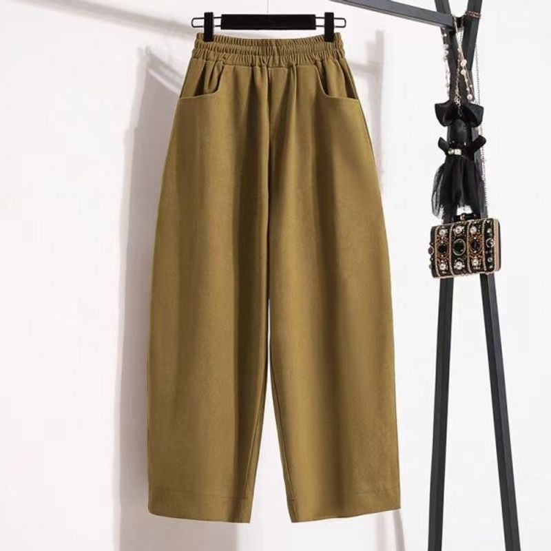 

Pear Shapes 100.00kg Loose Pants Oversize Women s Clothing Khaki 3XL [Recommendation 72.50 kg-80.00 kg]]