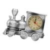 Zugmodell Wecker Tisch Vintage Schreibtisch Uhr Metall Zug Kunst Schreibtischdekoration für Kinderzimmer Silber