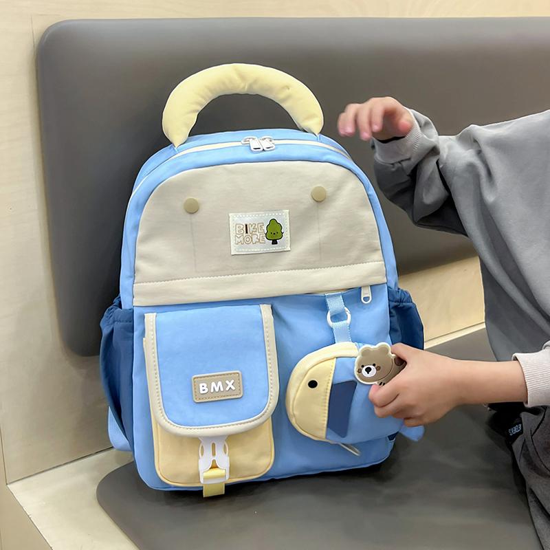 Children's Cartoon Color Block Small Backpack Kindergarten Schoolbag