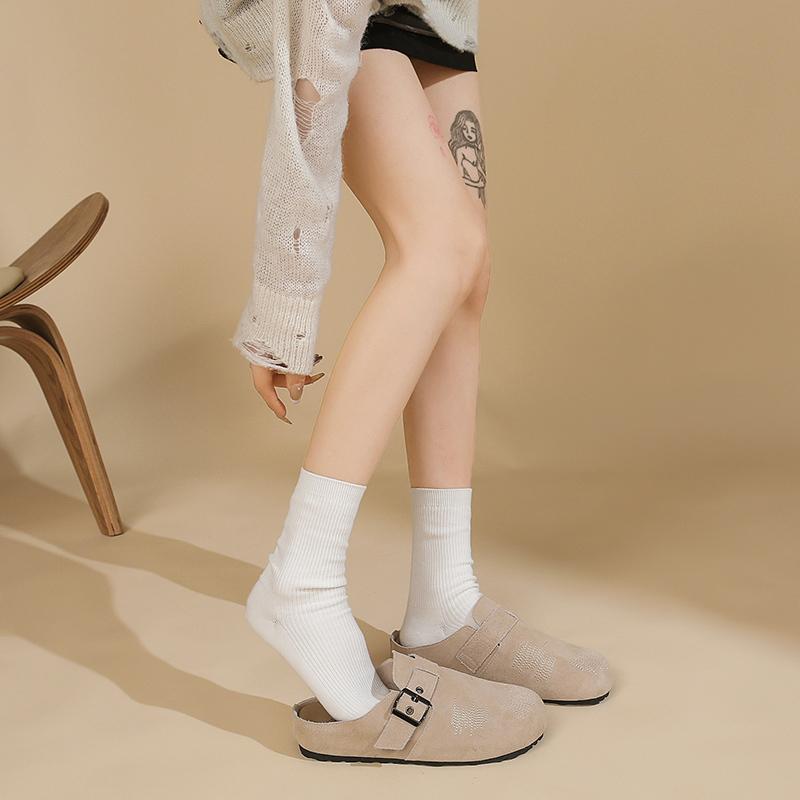 Fashion 2025 New Suede Shoes for Women Cork Footbed Sandals with Arch Support Fashion Nonslip Outdoor Beach Slippers Home Shoes