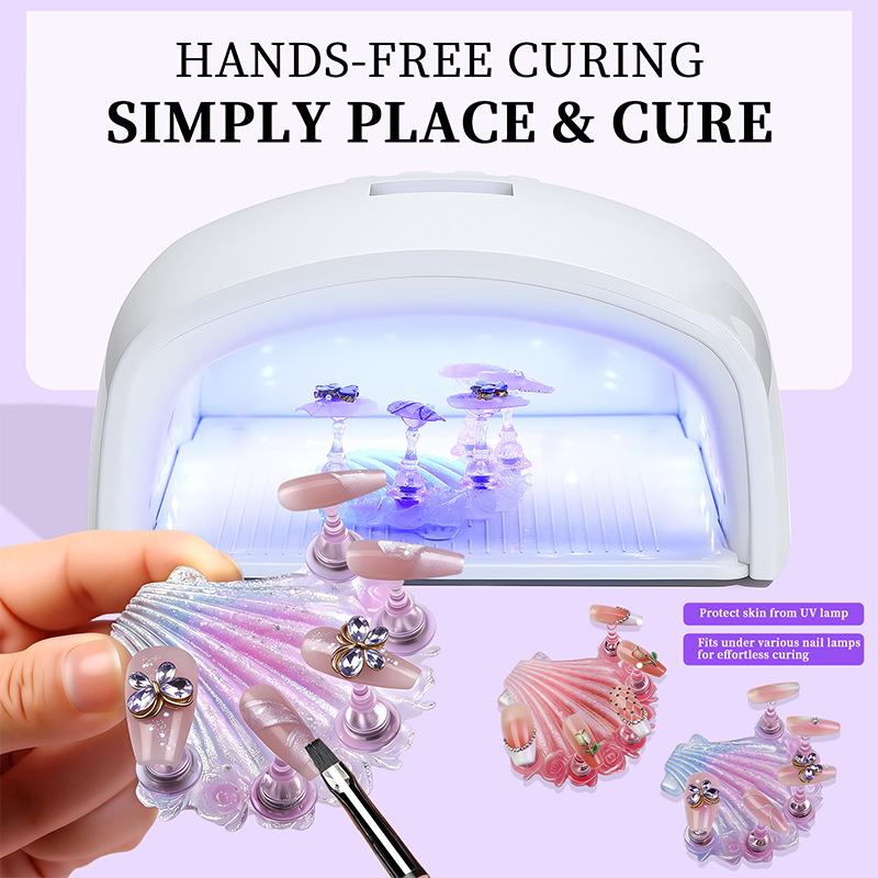 1Set Mermaid Shells Laser Aurora Ice Penetration Magnetic Nail Holder False Tips Practice Stand Nail Art Display Salon Diy Tools