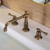 New Arrival Widespread Basin Faucet Antique Bathroom Sink Faucets Hot Cold American Style Mixer Water Tap Top High Quality
