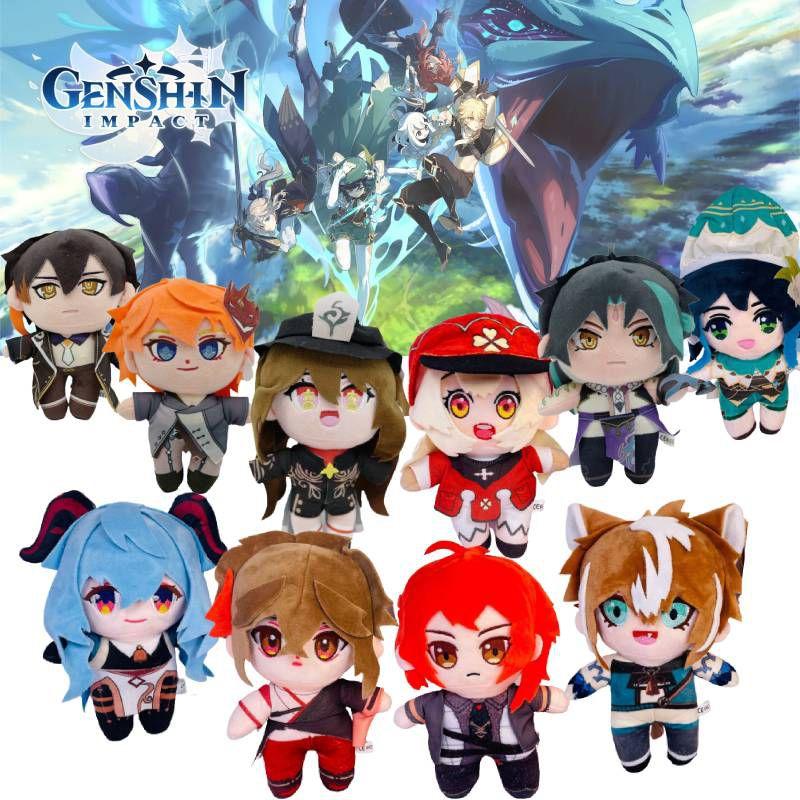 Genshin Ganyu Impact Klee Zhongli Hutao Plush Doll Stuffed Toy Gift Children