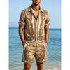 Men's New Summer Products, Light And Cool Short-sleeved Shorts Suit Natural Baroque 3D Printed Shirt, Casual Party Holiday Shirt