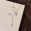 Silver Splicing Pull Asymmetric Sheep Pendant Necklace Long Sweater Chain Anti-Fade Trendy Jewelry for Music Festival Accessory