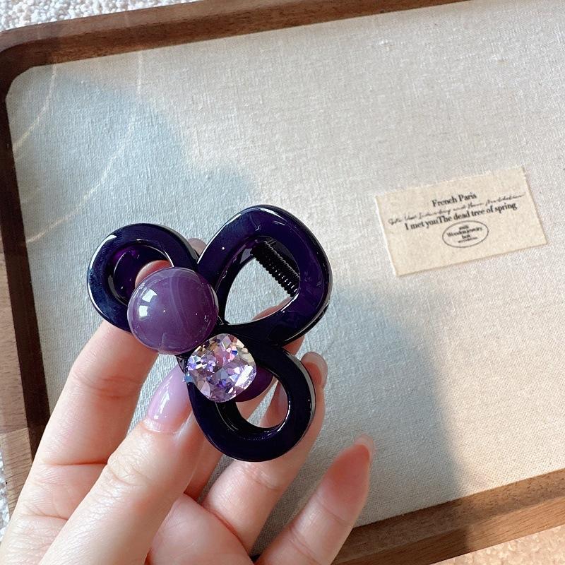 

Роскошная заколка-краб для волос с фиолетовыми кристаллами, элегантная укладка пучком для женщин