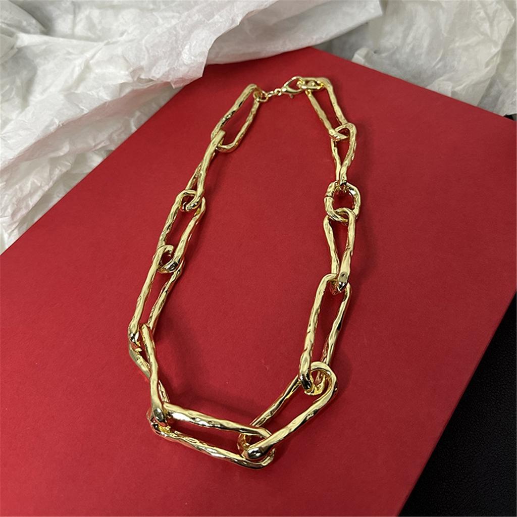 Tooxika Vintage High Feeling Thick Chain Textured Cuban Chain Necklace Heavy Streetwear Collarbone Chain