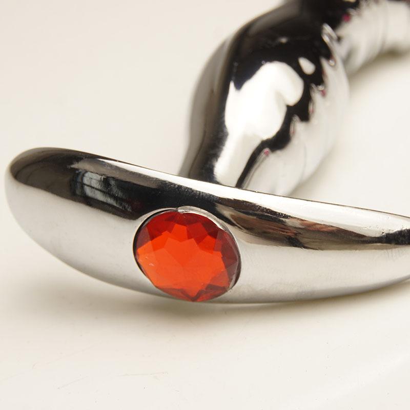 Metal Anal Dildo Sex Toys,Curved Butt Plug,Ass Anus Dilator,Analplug Buttplug With Jewelry Base,Prosate Massager
