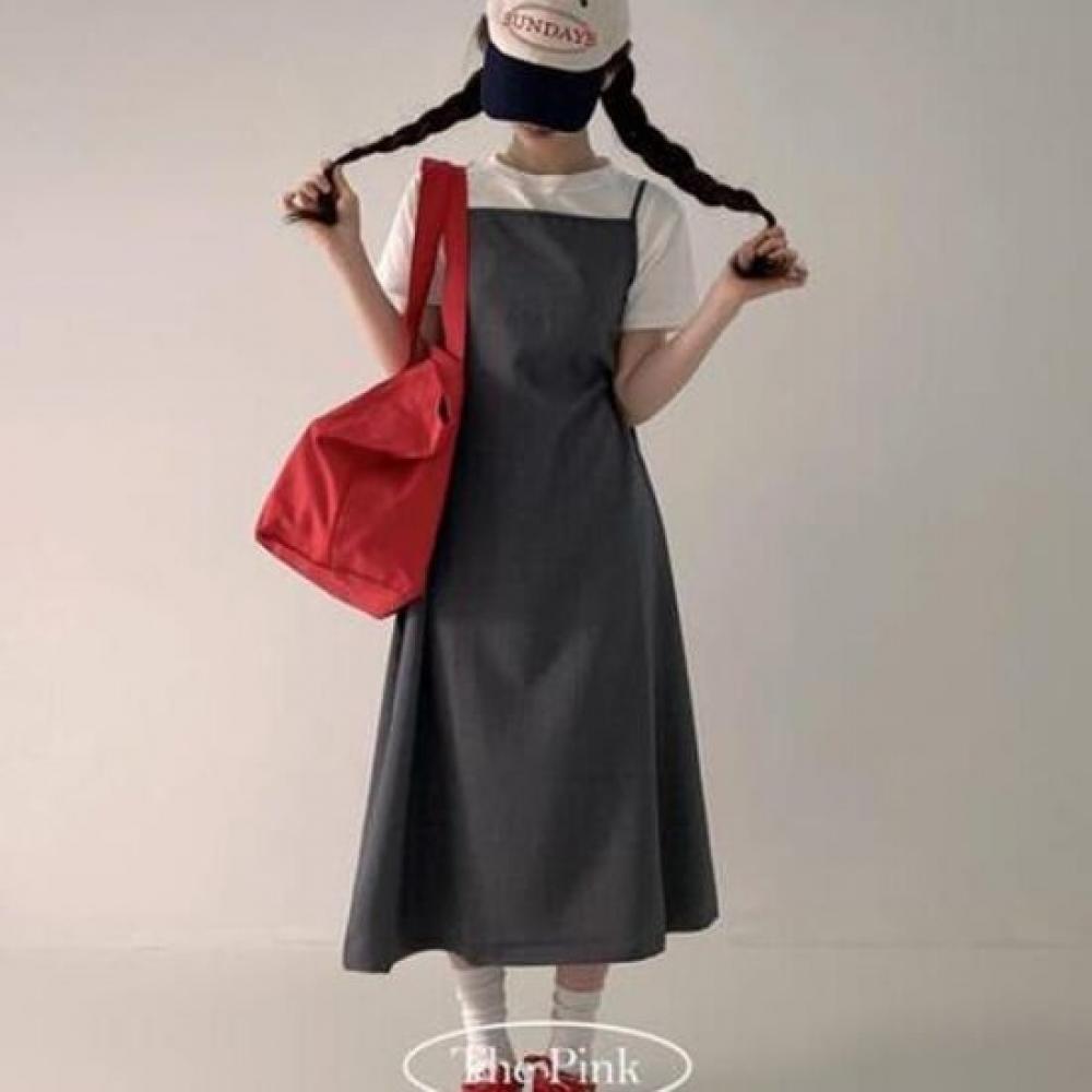 The Pink A Line lAyered Sleeveless Long Dress