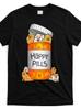 Funny Pomeranian Happy Pills Graphic T-Shirt - Black Dog Lover Tee with Capsule