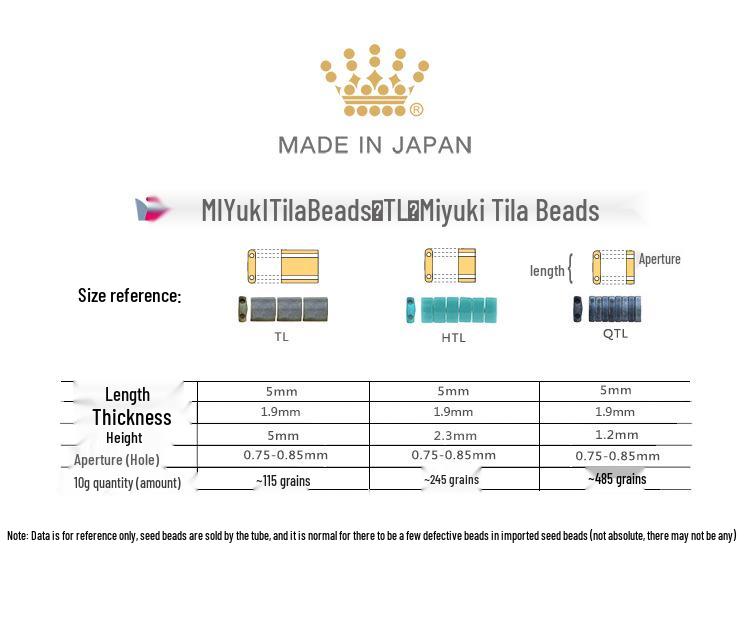 Miyuki Matná Série Half Tila Korálky 5x2.3x1.9mm, Balení 10g (DIY Korálkování)