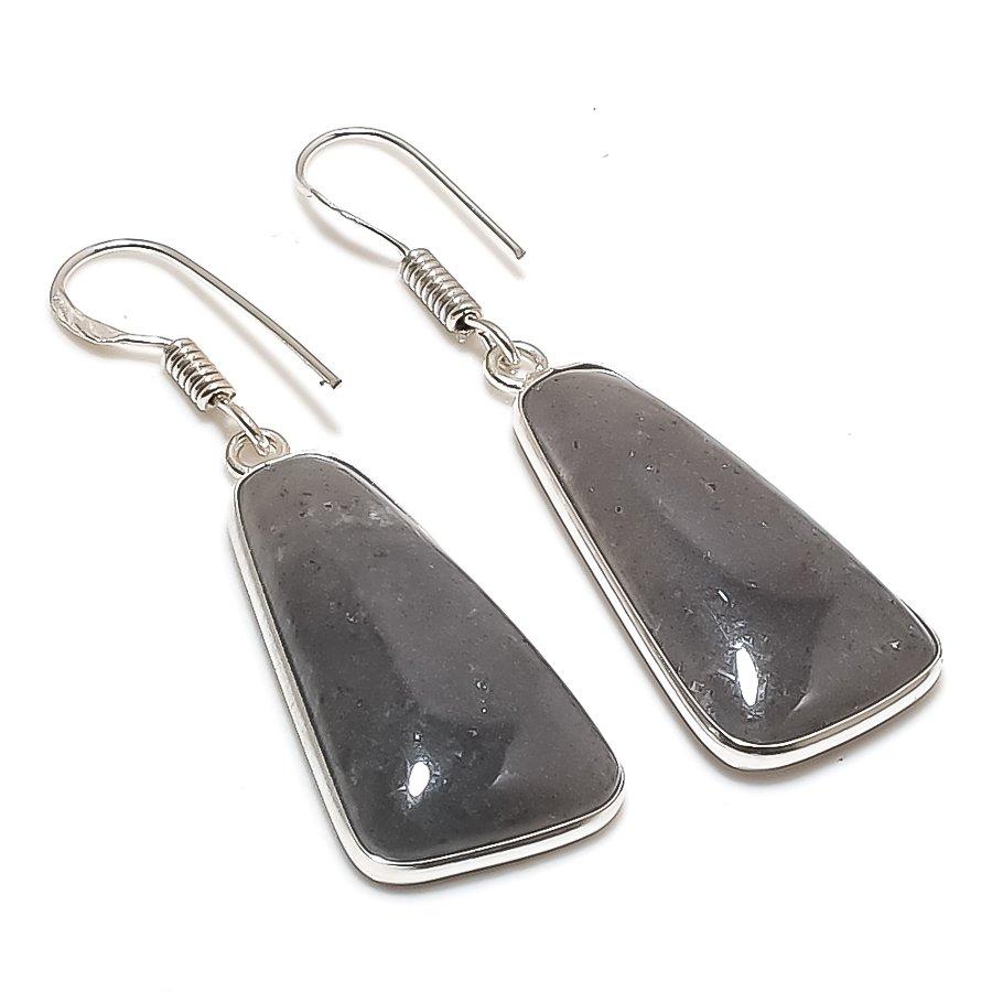 Natural Lodolite Quartz Gemstone 925 Sterling Silver Jewelry Earring 1.77  AE-12377