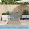 Sun Lounger with Floating Cushion Beige Poly Rattan