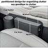 2-Pack Car Seat Gap Filler Organizer With Cup Holder - Premium Leather - Universal Fit - Keeps Cans/Phone/Keys/Wallets Organized(Black)