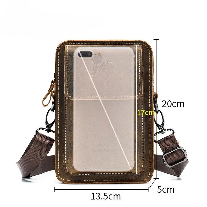 Men's leather casual belt mobile waist bag multifunctional single shoulder crossbody mobile phone bag wear-resistant