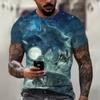 Men's Wolf Animal Print T-Shirt Breathable Casual Street Trend 3D Printing