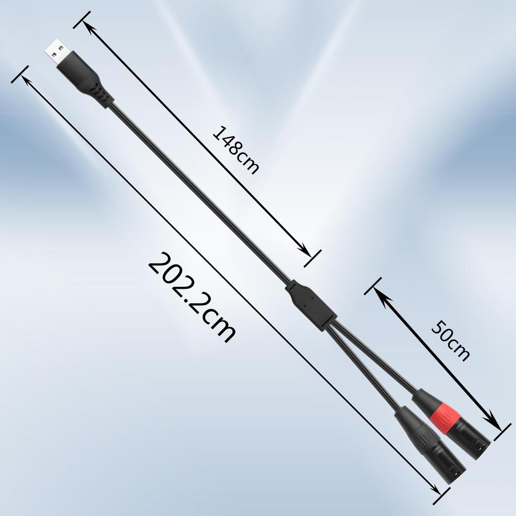 SinLoon USB-A Male to Dual XLR Male Audio Cable, 32-Bit384Khz Stereo Audio Connection Cable with Built-in DAC Chip, 3-Pin XLR Cable for PCAudioPower