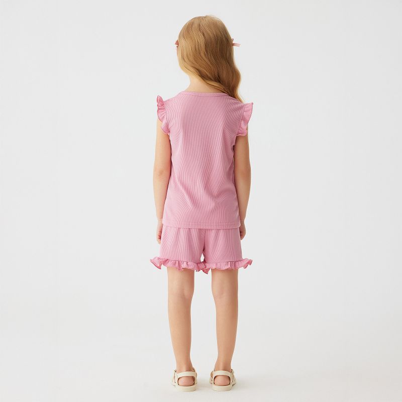 1-6 Years Kids Girls' Solid Color Cap Sleeve Tank Top and Shorts Set