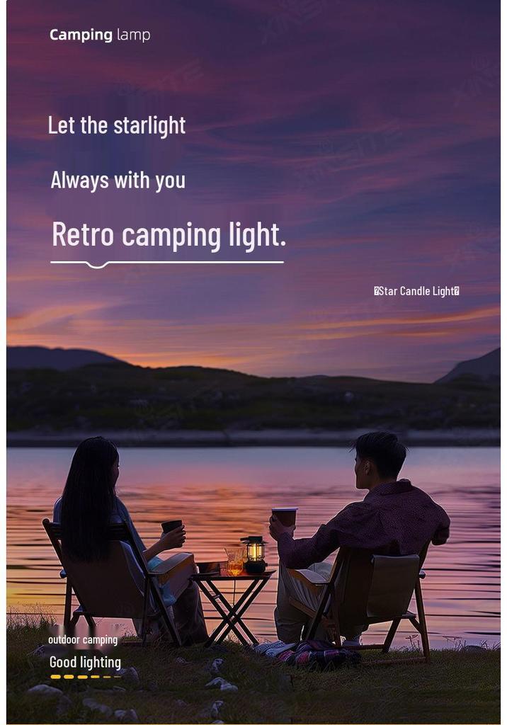 Solar-Powered Long-Lasting Camping Kerosene Lantern for Outdoor Ambient Light and Tent Lighting