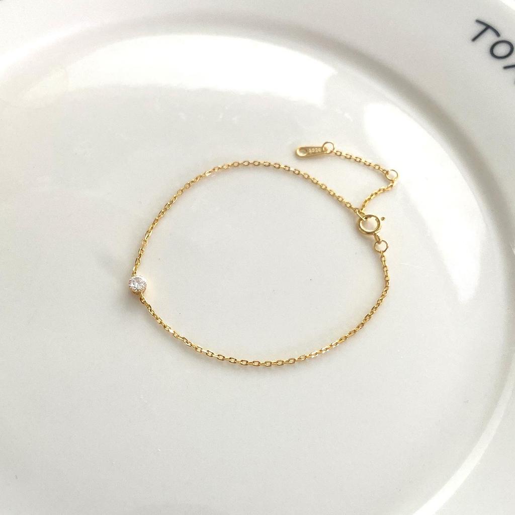 S925 Sterling Silver Single Stone Diamond Bracelet - Sparkling, Fashionable & Versatile Women's Jewelry