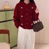 Spring and Autumn New Fashion Crew Neck Corner Button Sweater Jacket Women's Loose Soft Waxy Long Sleeve Knitted Cardigan Top