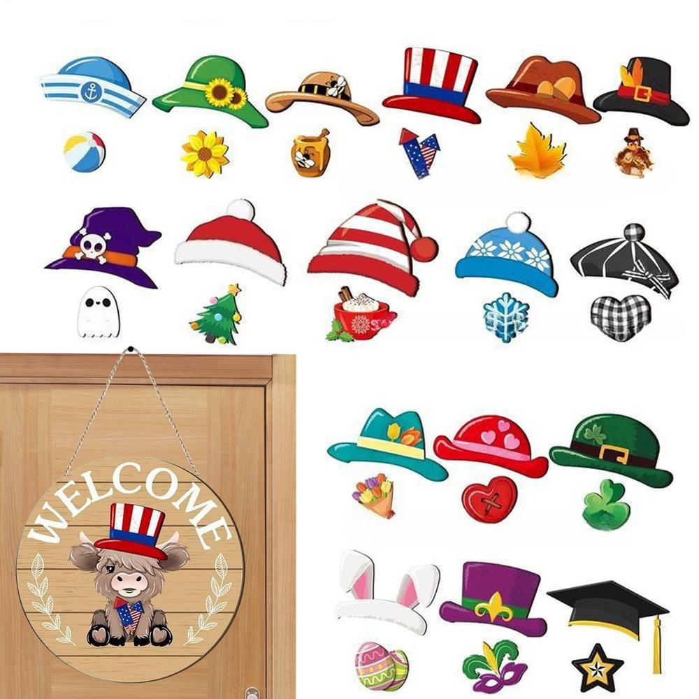 Outdoor Welcome Sign Interchangeable Highland Cow Welcome Sign Set Holiday Decor For Fall Home Bedroom Office Store Housewarming