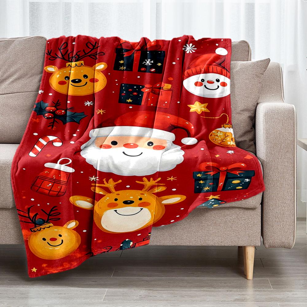 Christmas Theme Printed Blanket - Perfect for Couch, Bed, Travel & Outdoor Use | Machine Washable, Cozy & Durable.