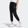 Adidas Logo Print Elastic Waist Tapered Fit Knit Joggers Women Bottoms Black HY2823