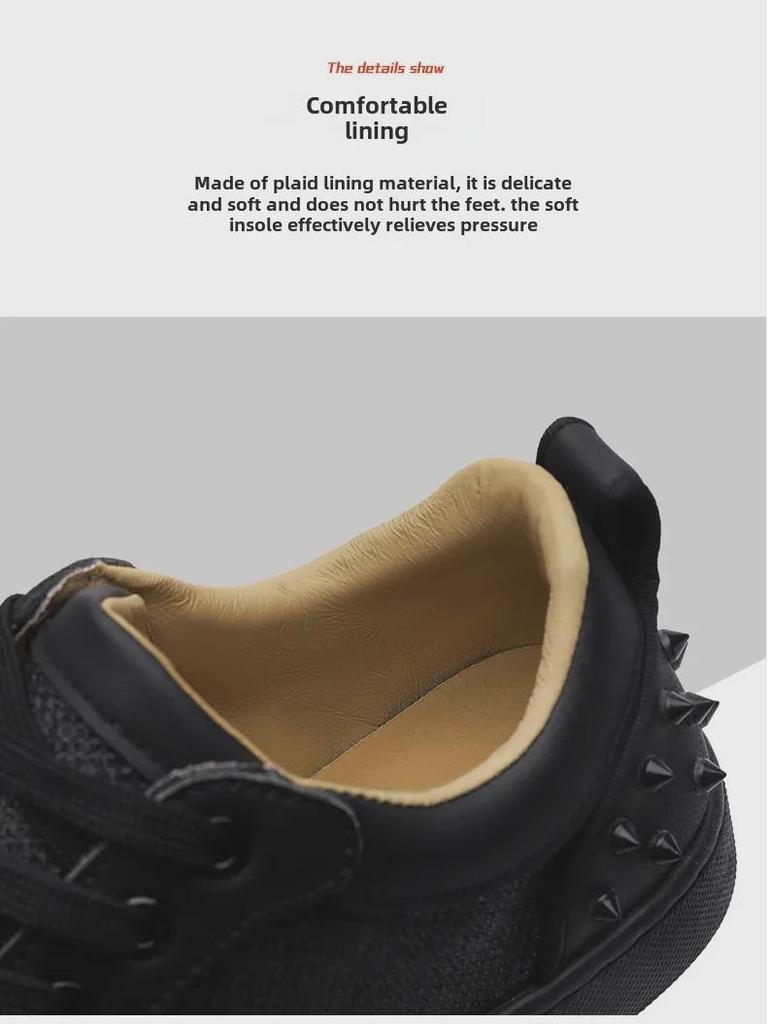 Men's 2024 Autumn Black Rivet Casual Fashion Sneakers