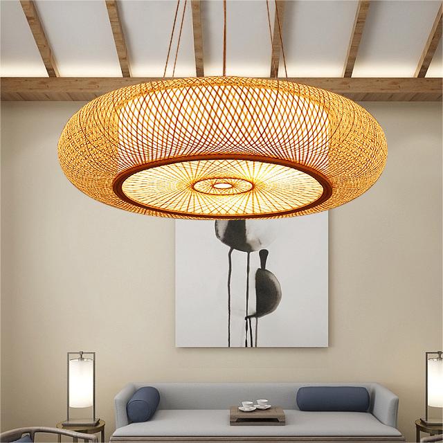 LED Rustic Style Pendant Light DIA.40 Creative Decoration Bamboo Art  Pendant Lamp Chandeliers Restaurant Teahouse