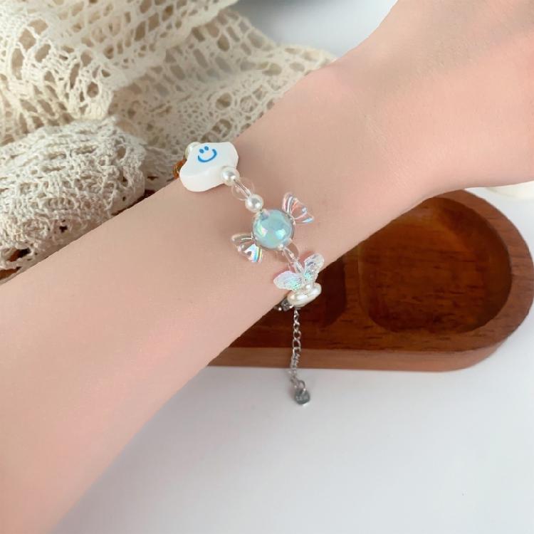 Festliches Mehrfarbiges Wolkenperlen-Armband Verstellbare Handgelenkkette Schmuck zum Stapeln Teenager-Mädchen Modezubehör