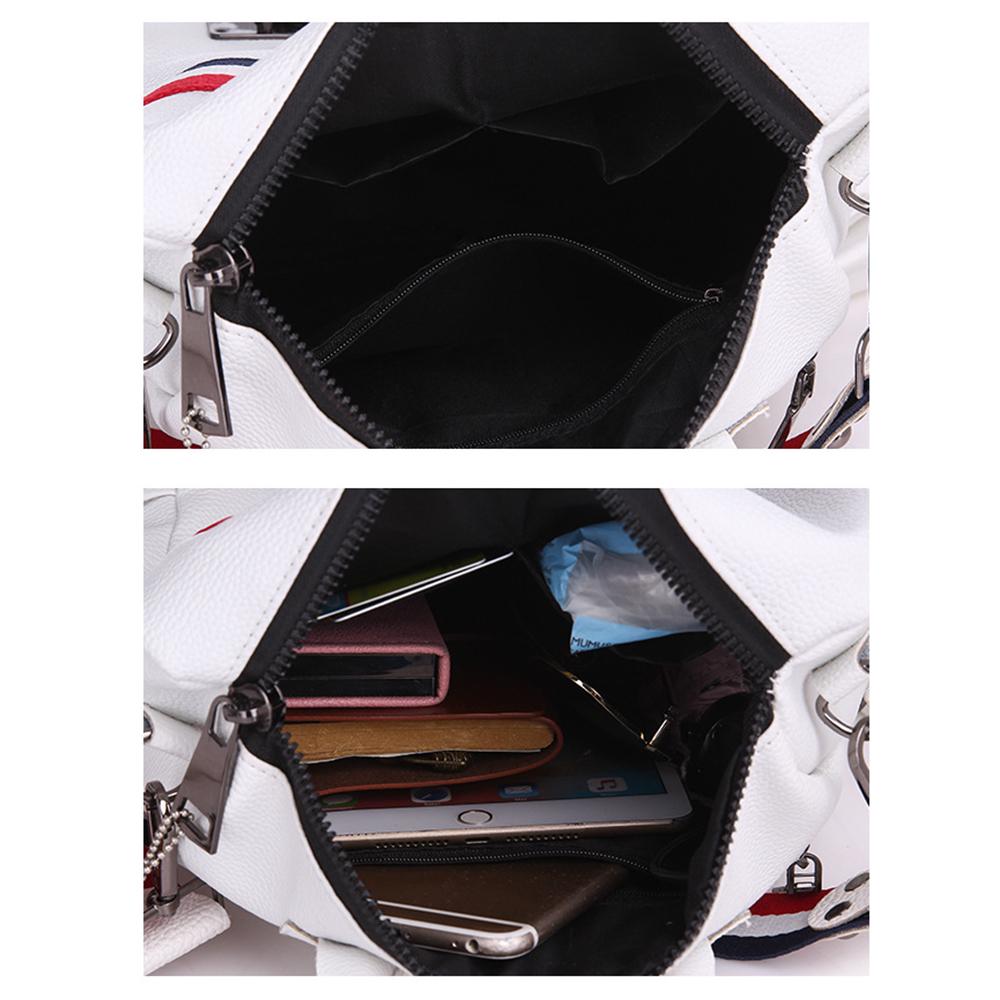 Mode Cartoon Schule Tasche Weibliche PU Leder Reisetasche Gril's Streifen Anhänger Rucksack