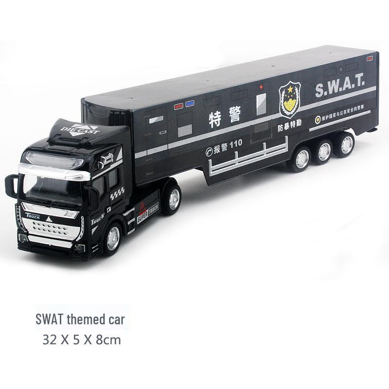 Kids' Pull-Back Alloy Container Transport and Tanker Trailer Truck Toy Model