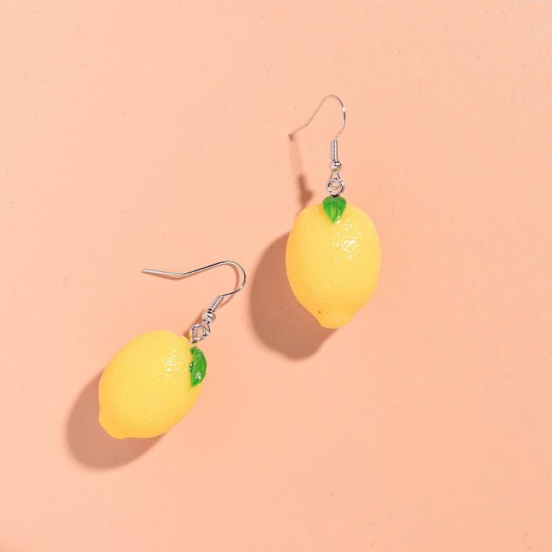 1 Pair Creative Funny 3D Fruit Studs Earring Fashion Cute Imitation Lemon Earrings For Girls Summer All-match Ear Jewelry Gift