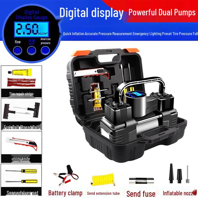 Portable 12V Electric Dual Cylinder Car Tire Inflator Pump