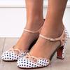 Women High Heels Fashion Summer Square Heel Buckle Strap Round Toe Women Shoes Casual Party Wedding Ladies Plus Size Pumps 6ke