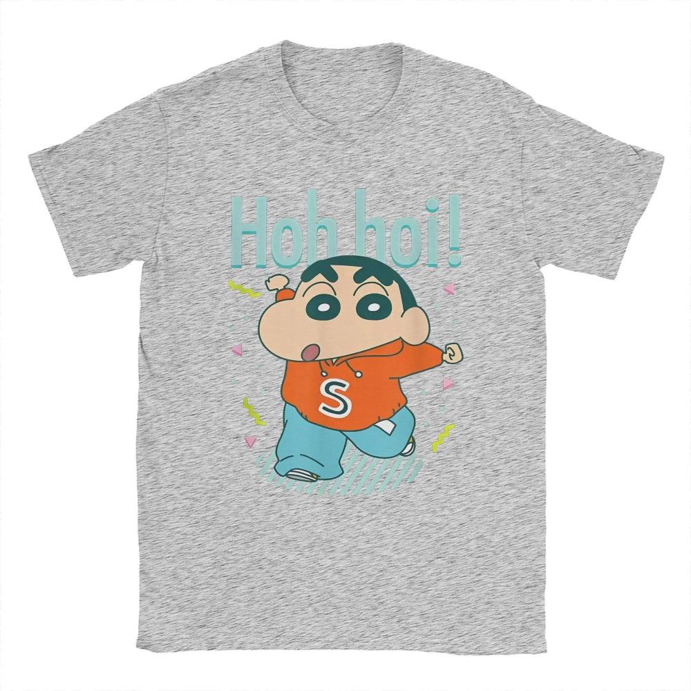Men's T-Shirts Crayon Shin-chan Hohhoi Casual Cotton Tees Short Sleeve Funny Cute Celebration T Shirts O Neck Clothing Classic