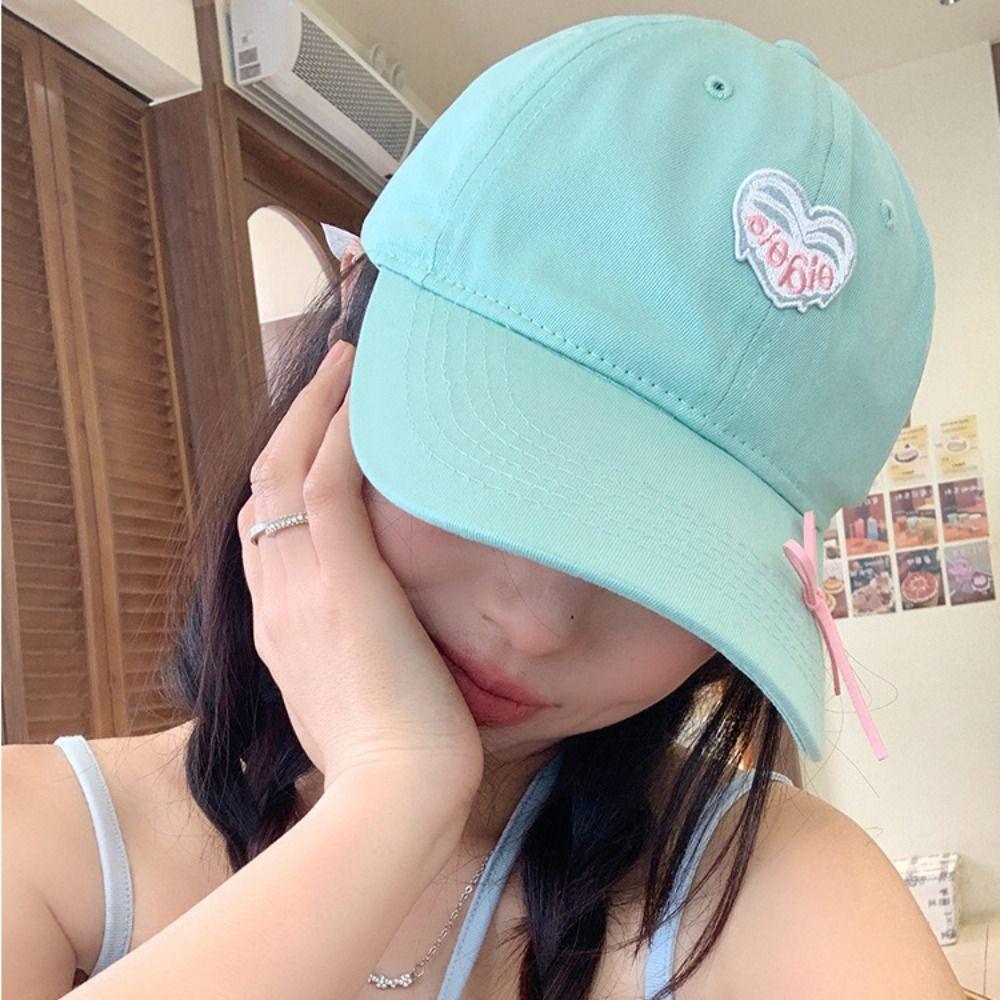 Embroidery Love Heart Baseball Cap Cotton Peaked Cap Sweet Sun Hat  Sports