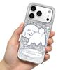 Чехол с изображением шаловливого щенка для iphone 15 Air 18 Pro Max XS Max 16 Plus 14 17 Pro 13 12 11 XR Серебристый фон с трещинами и блестками
