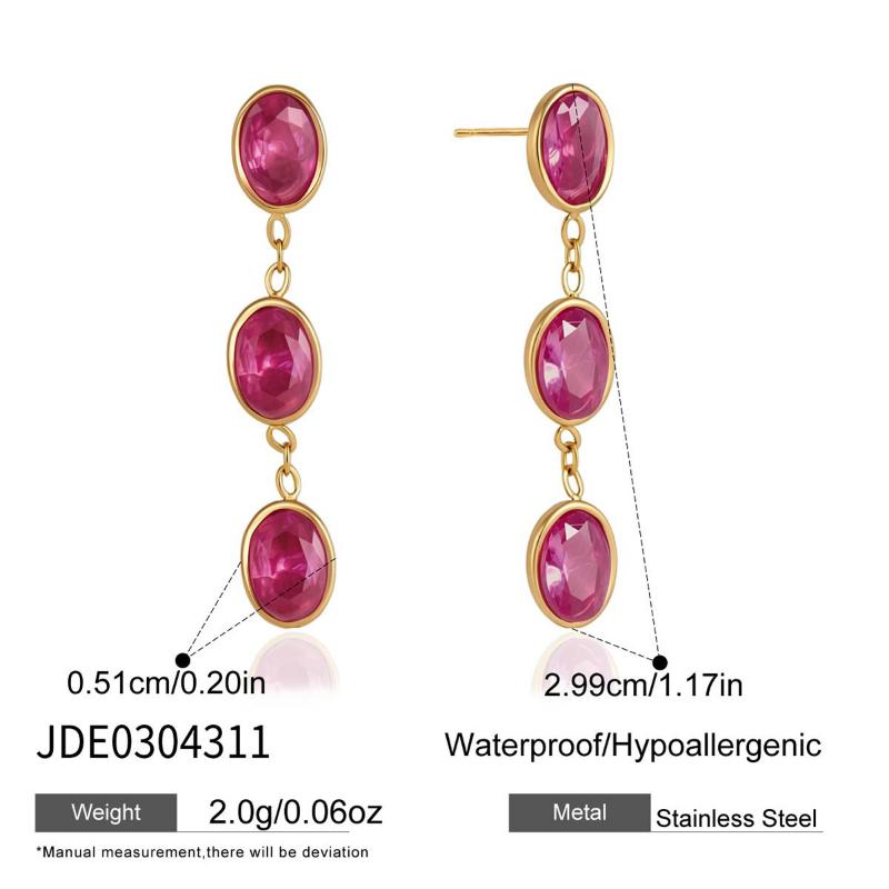 Elegant Multicolor Geometric Zircon Drop Earrings For Women Gold Plated Stainless Steel Earrings Fashion Jewelry Gift