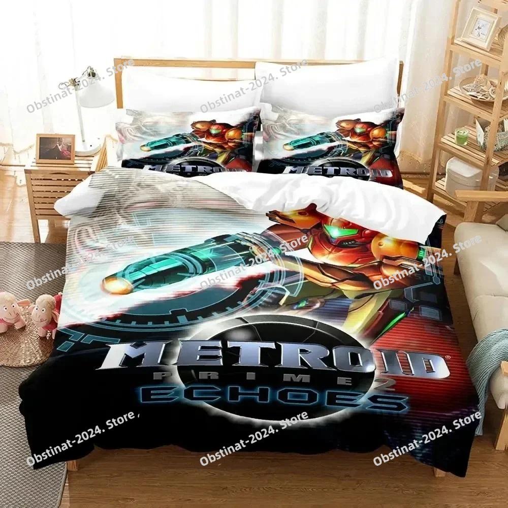 Metroid Prime Corruption Bedding Set Printed Bed Set Duvet Cover Sheet Pillowcase Bed Soft Quilt Cover Full Queen King Size