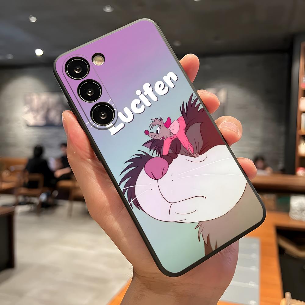 Cinderella Lucifer Cat Phone Case For Samsung A56 A36 A26 A16 A15 A25 A35 A55 A14 A34 A24 A54 Black Soft Shell