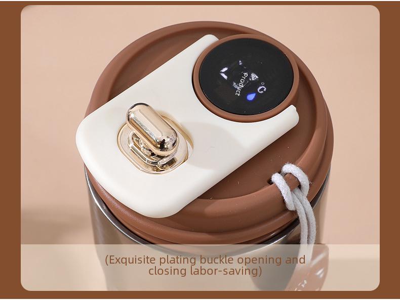 Portable Cute Thermos Cup with Smart Temperature Display – 316 Stainless Steel Travel Mug with Carrying Rope